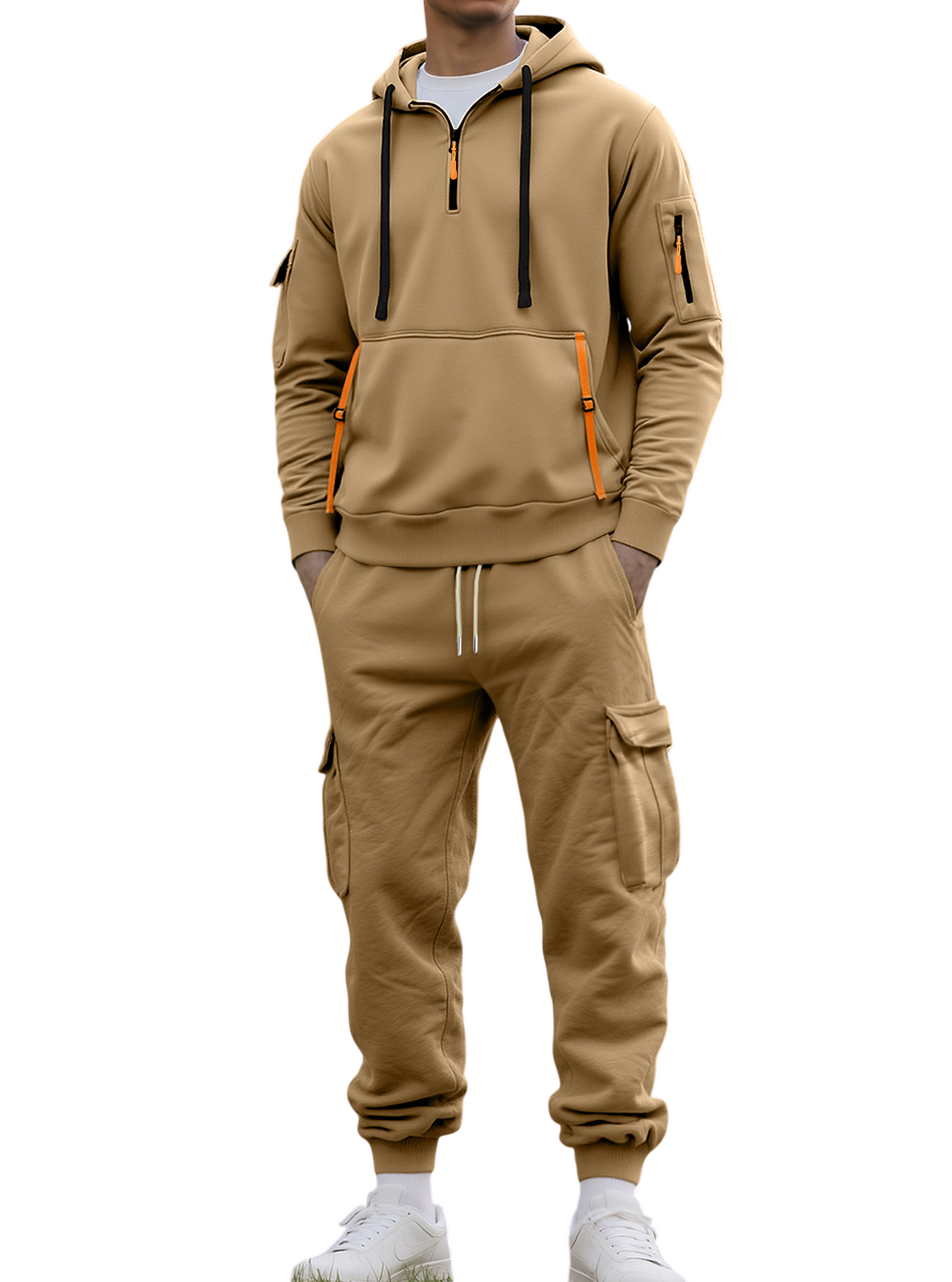 Men's Hooded Sweatshirt and Cargo Jogger Set