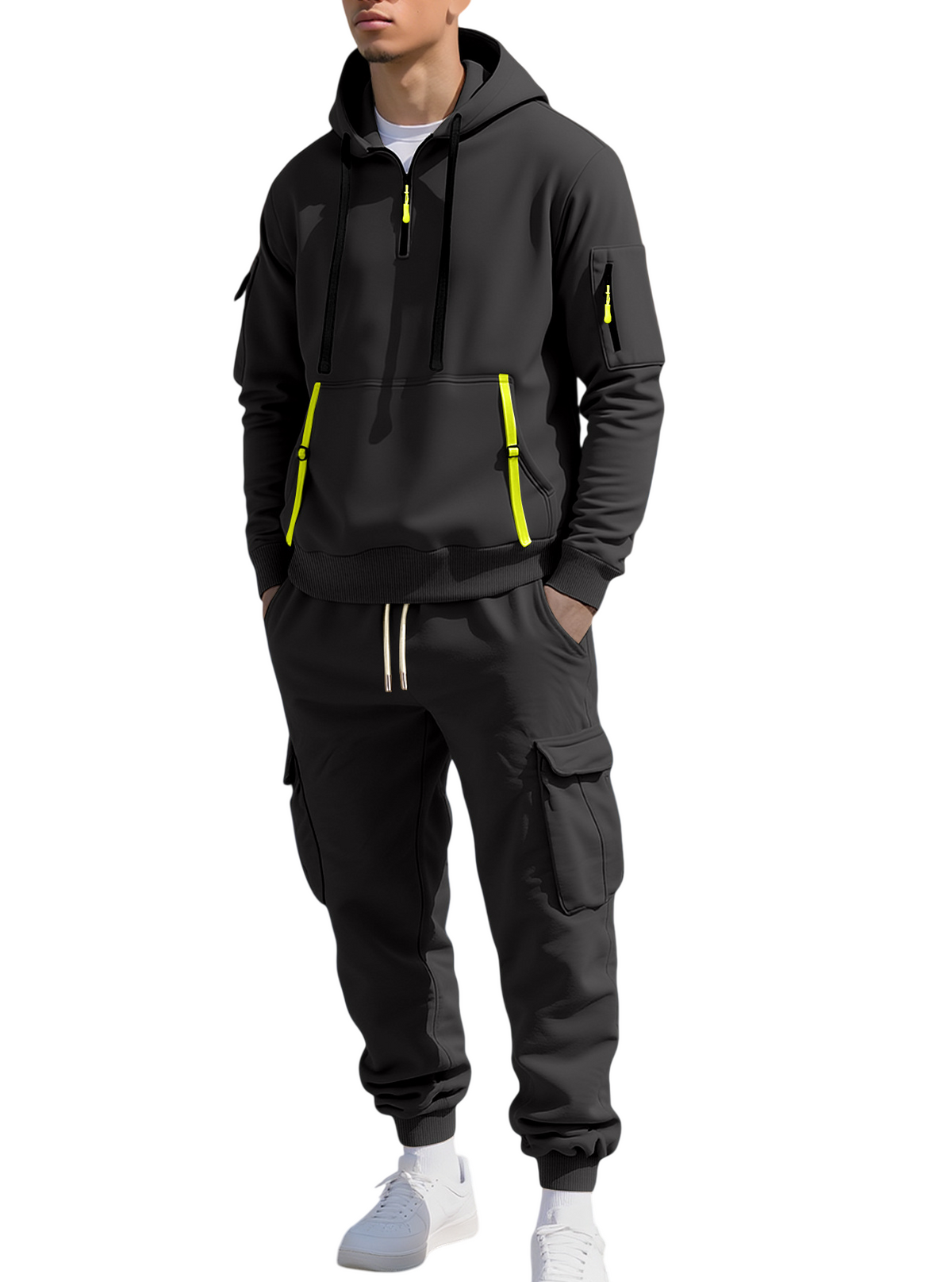 Men's Hooded Sweatshirt and Cargo Jogger Set