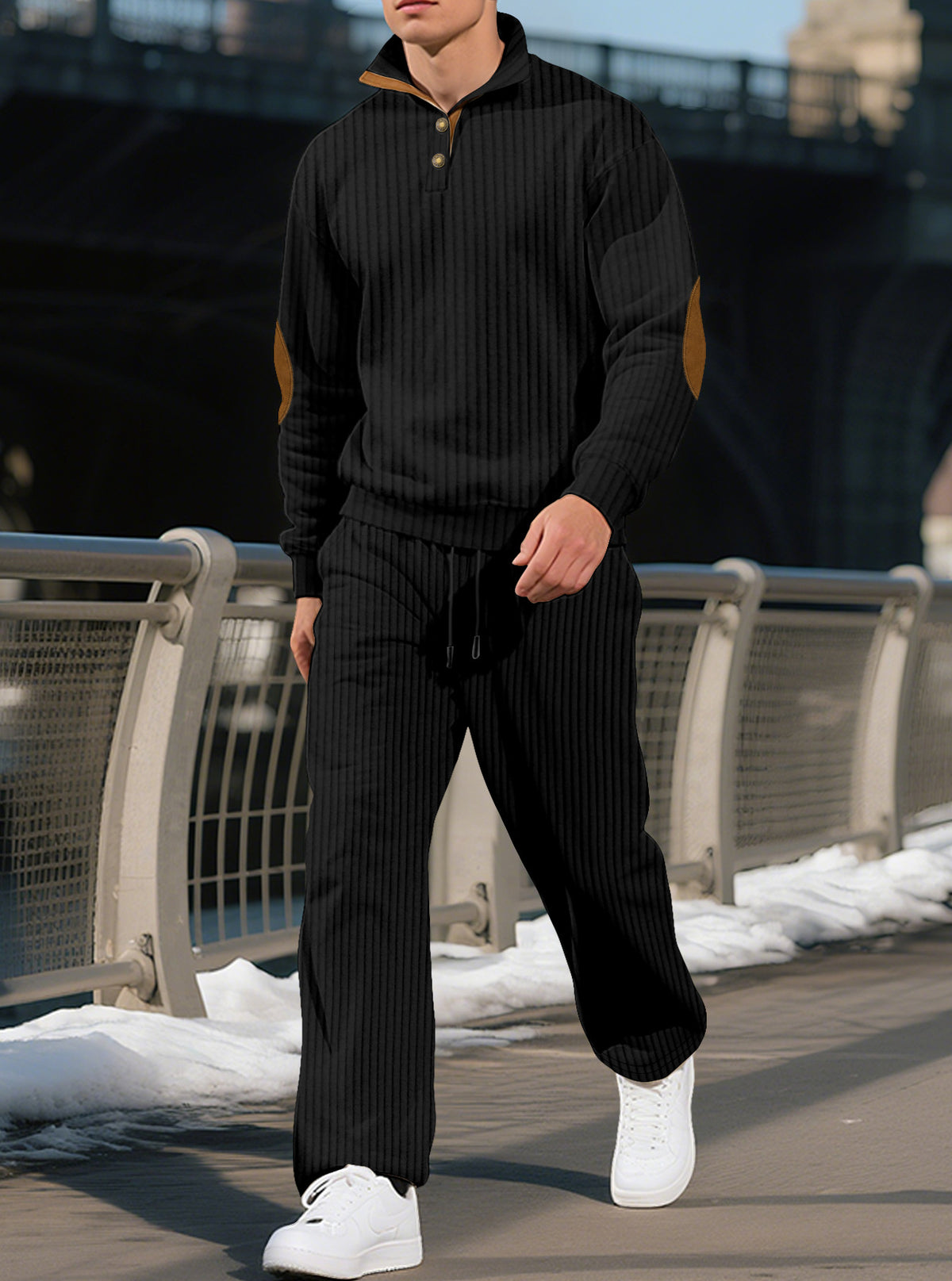 Men's Ribbed Knit Sweater and Jogger Pants Set