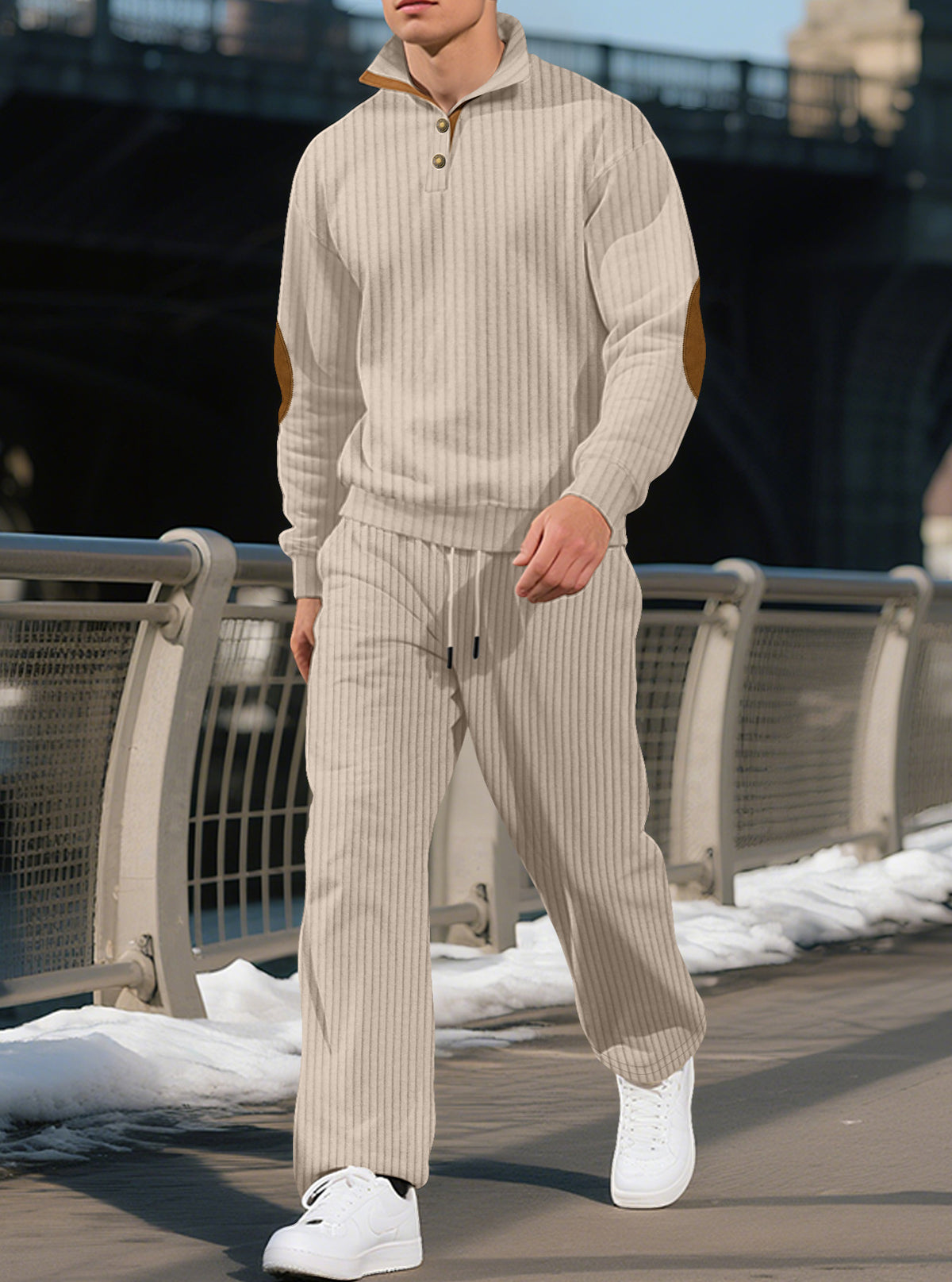 Men's Ribbed Knit Sweater and Jogger Pants Set