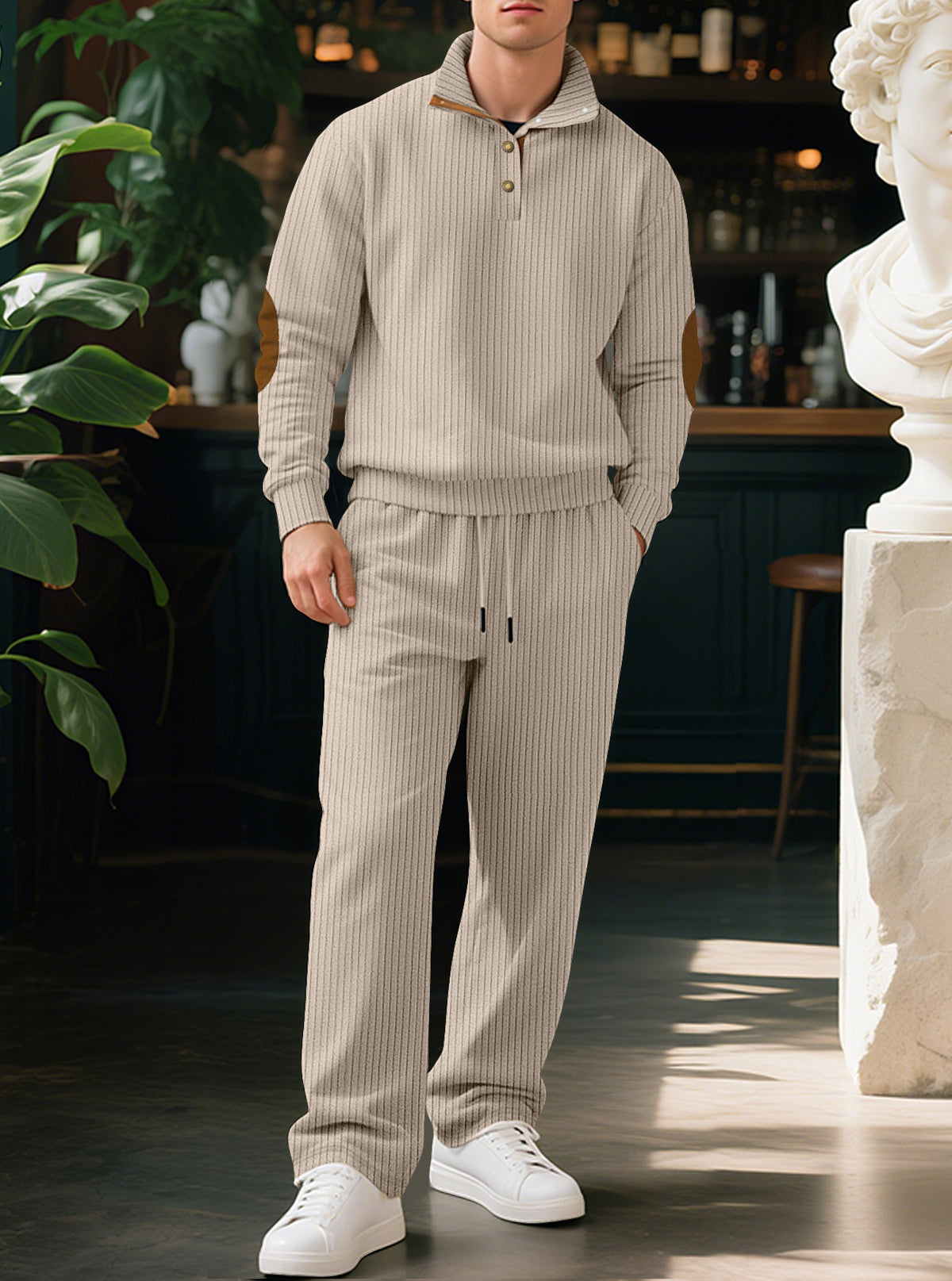 Men's Ribbed Knit Sweater and Jogger Pants Set