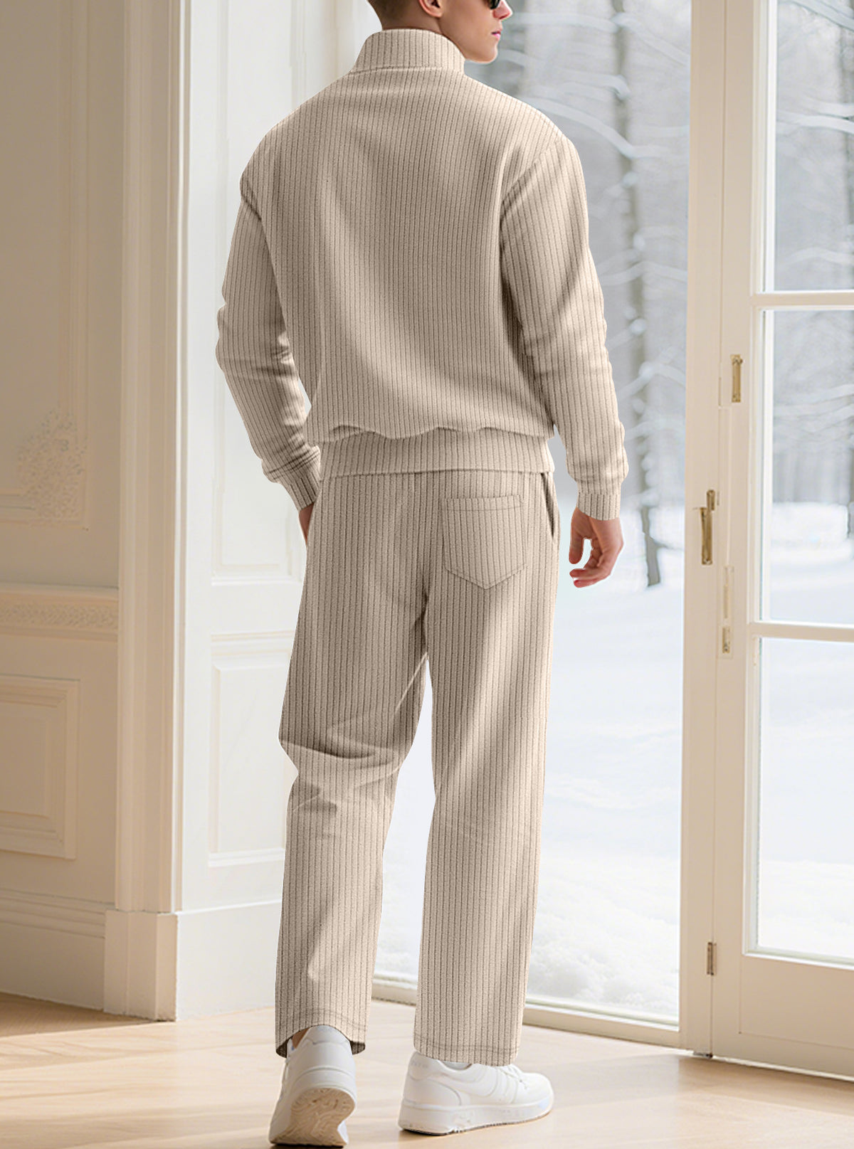 Men's Ribbed Knit Sweater and Jogger Pants Set