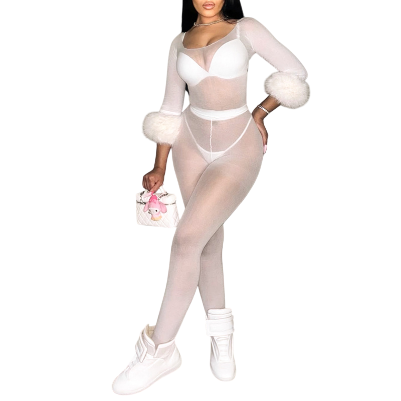 Women's Sheer Mesh Jumpsuit Set