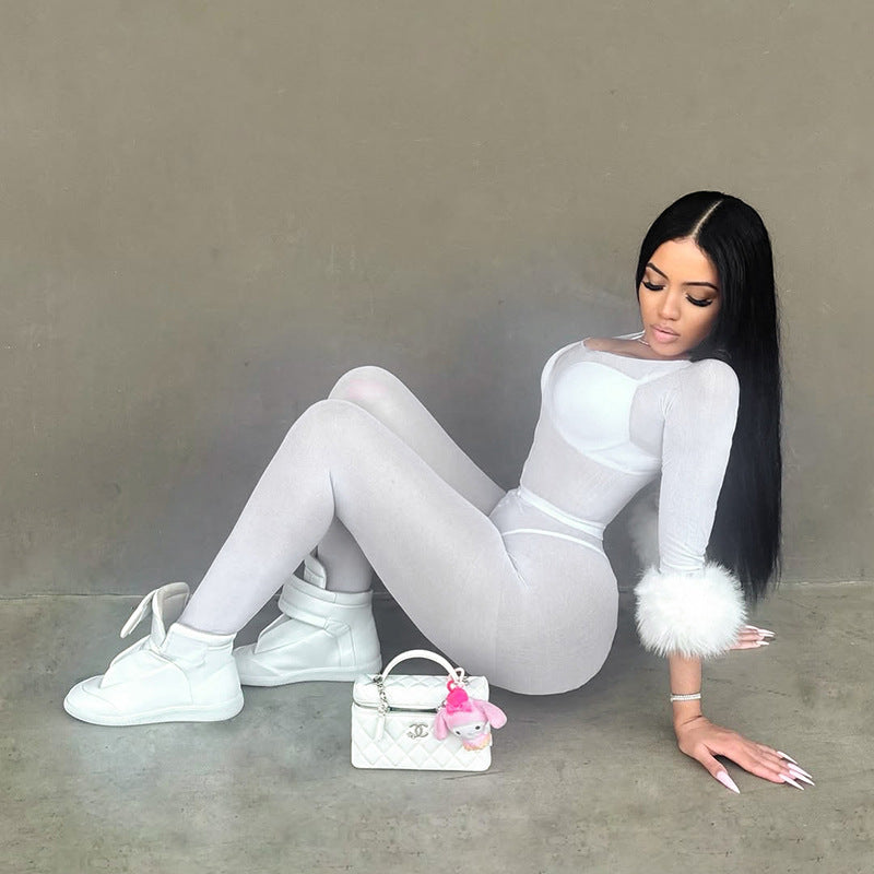 Women's Sheer Mesh Jumpsuit Set