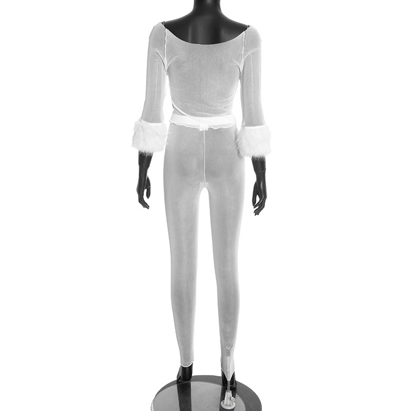 Women's Sheer Mesh Jumpsuit Set