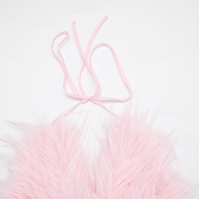 Women's  Faux Fur  Sleeveless Statement Crop Top