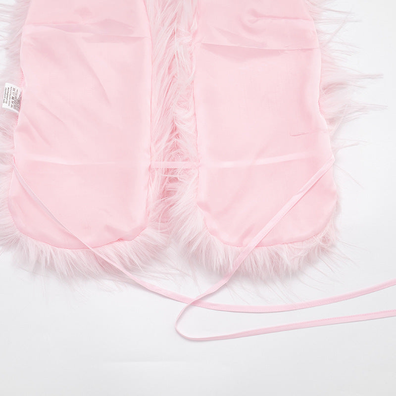 Women's  Faux Fur  Sleeveless Statement Crop Top