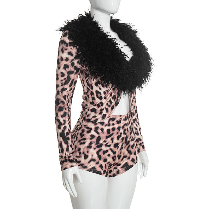 Women's Leopard Print Two Piece Set