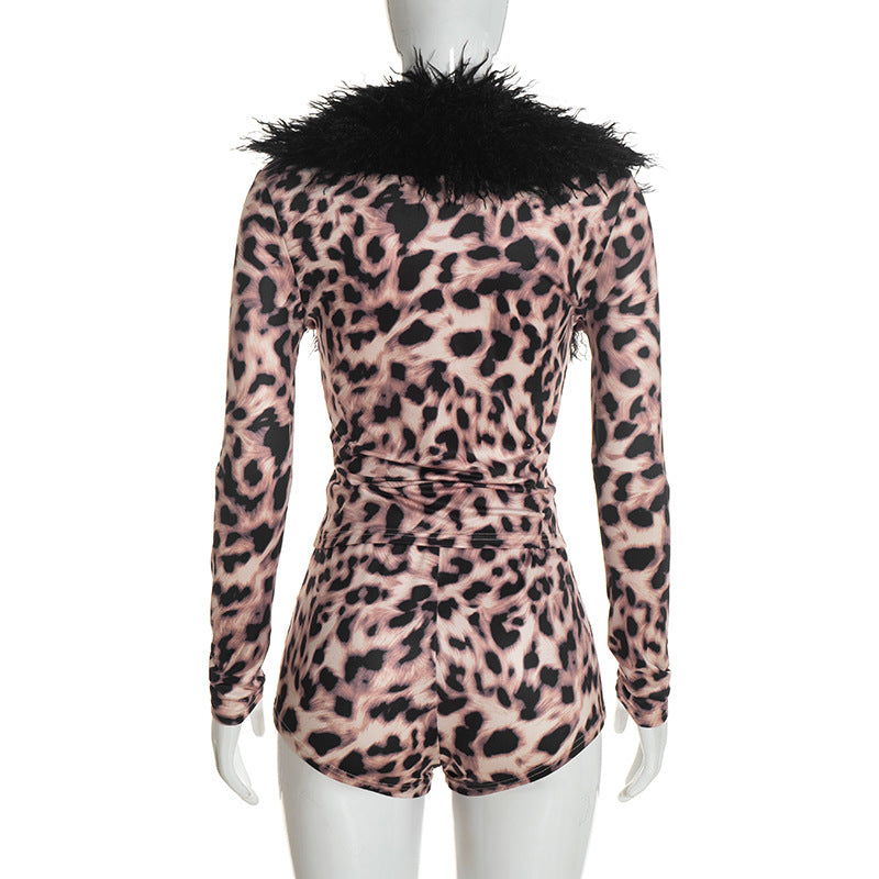 Women's Leopard Print Two Piece Set