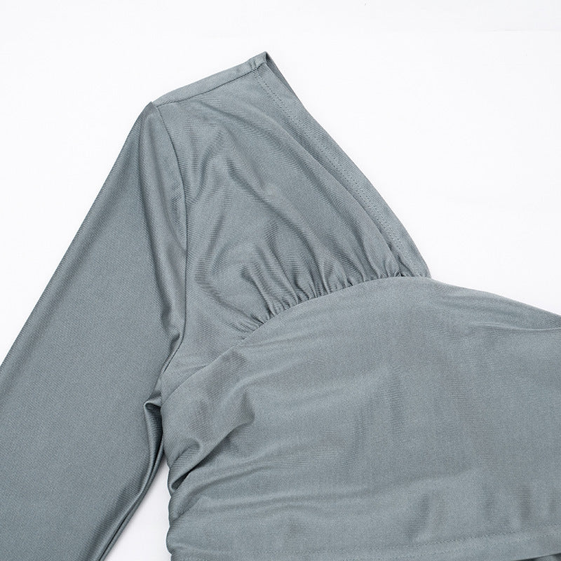 Women's One Shoulder Ruched Top and Leggings Set