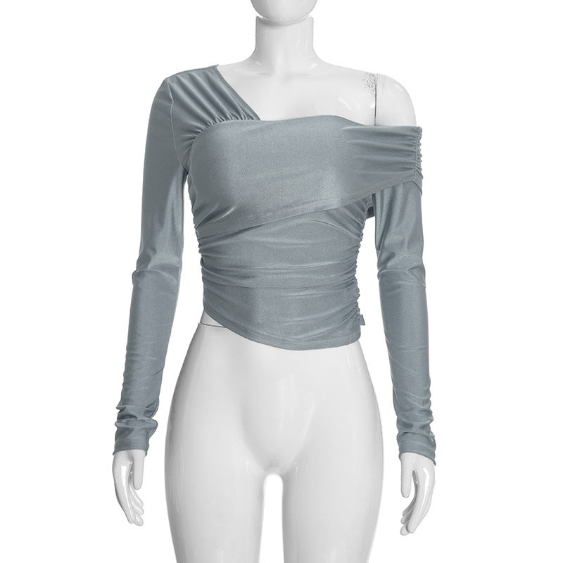 Women's One Shoulder Ruched Top and Leggings Set