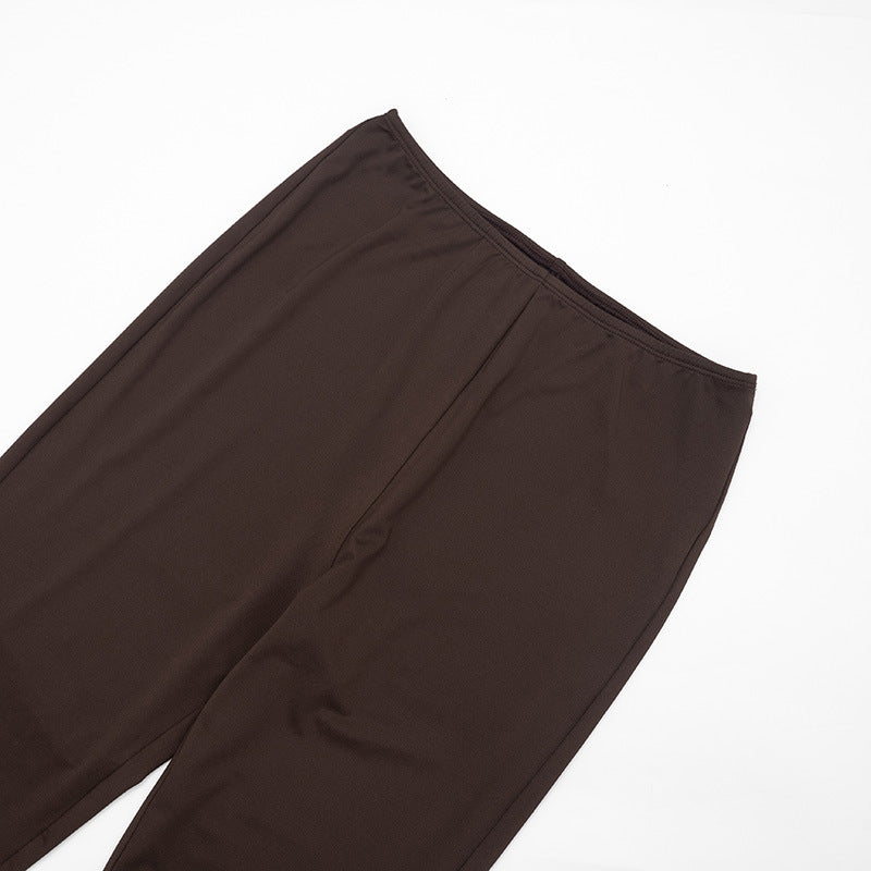 Women's Draped Crop Top and Leggings Two Piece Set