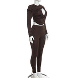 Women's Draped Crop Top and Leggings Two Piece Set