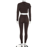 Women's Draped Crop Top and Leggings Two Piece Set