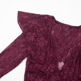 Women's Lace Ruffle Long Sleeve Bodycon Mini Dress