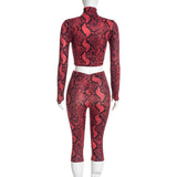 Women's Snake Print Crop Top and Capri Leggings Set