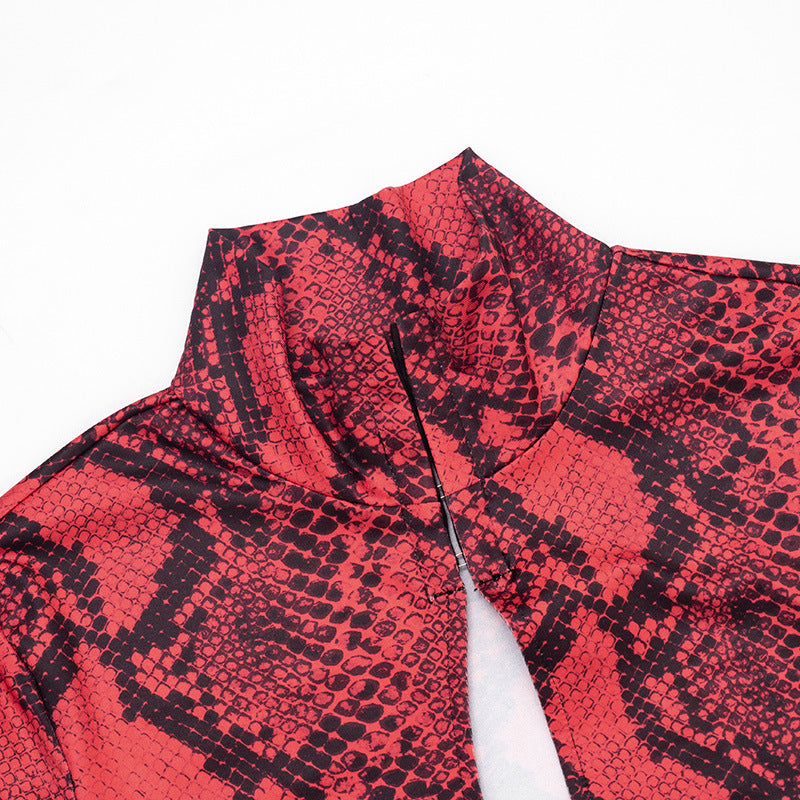 Women's Snake Print Crop Top and Capri Leggings Set