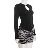 Women's Long Sleeve Cutout Bodycon Mini Dress