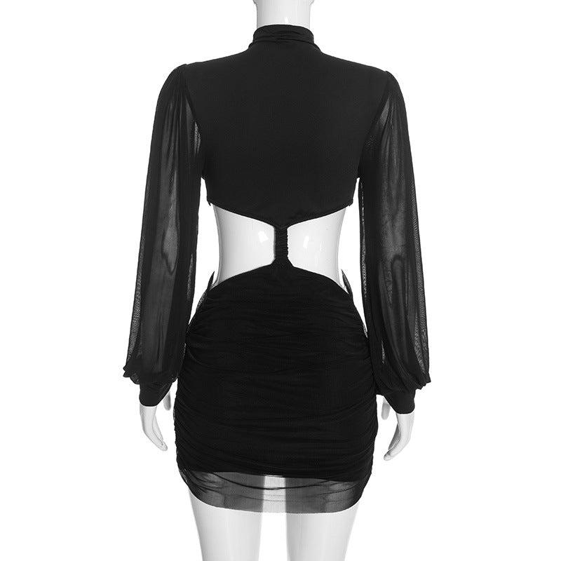 Women's Long Sleeve Twist Front Cutout Mini Dress