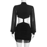 Women's Long Sleeve Twist Front Cutout Mini Dress