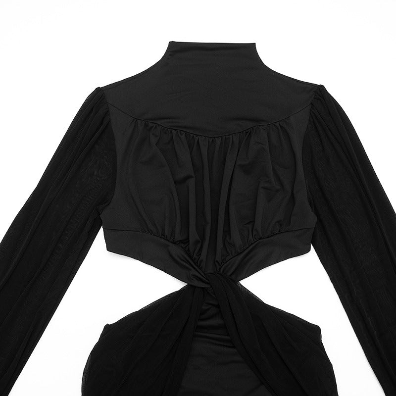 Women's Long Sleeve Twist Front Cutout Mini Dress