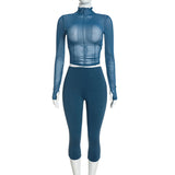 Women's Sheer Mesh Top and Capri Pants Set