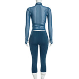 Women's Sheer Mesh Top and Capri Pants Set