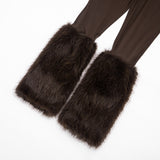 Women's Long Sleeve Jumpsuit with Faux Fur Leg Warmers