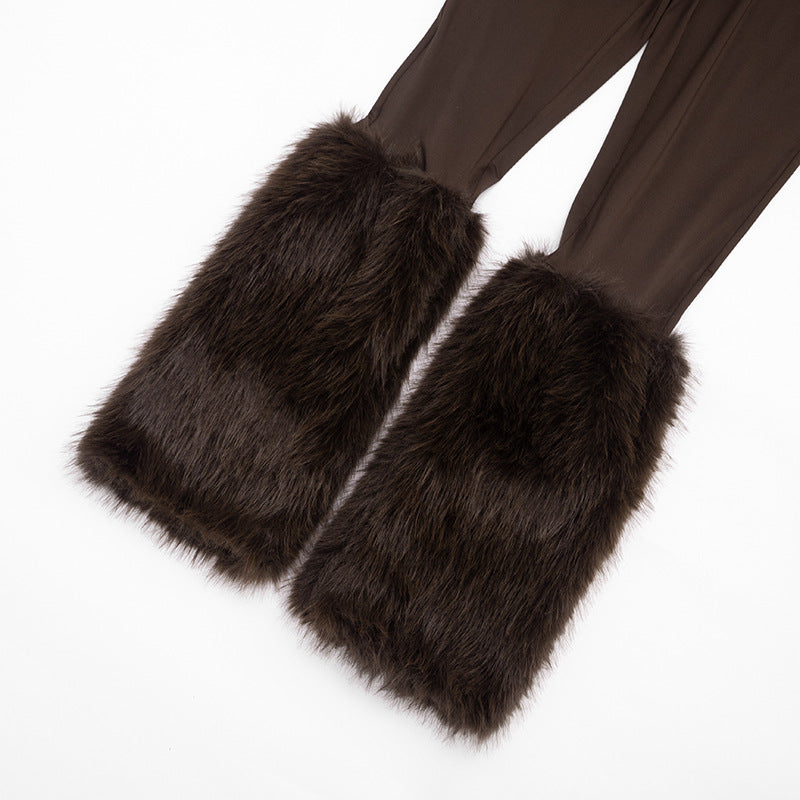 Women's Long Sleeve Jumpsuit with Faux Fur Leg Warmers