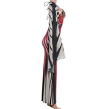 Women's Printed Halter Neck Maxi Dress with Sheer Shawl