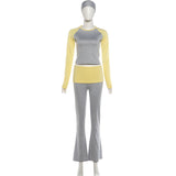 Women's Two Piece Raglan Top and Flared Pants Set