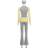 Women's Two Piece Raglan Top and Flared Pants Set