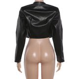 Women's Cropped Moto Jacket with Striped Sleeves