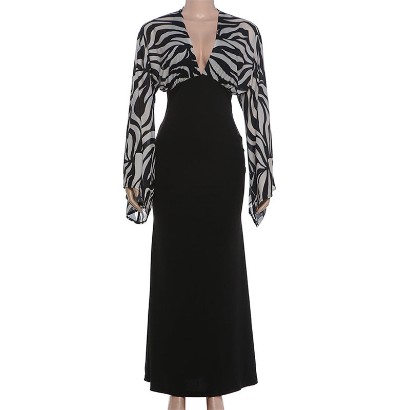 Women's Printed Long Sleeve Maxi Dress
