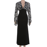 Women's Printed Long Sleeve Maxi Dress