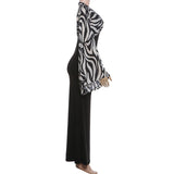 Women's Printed Long Sleeve Maxi Dress