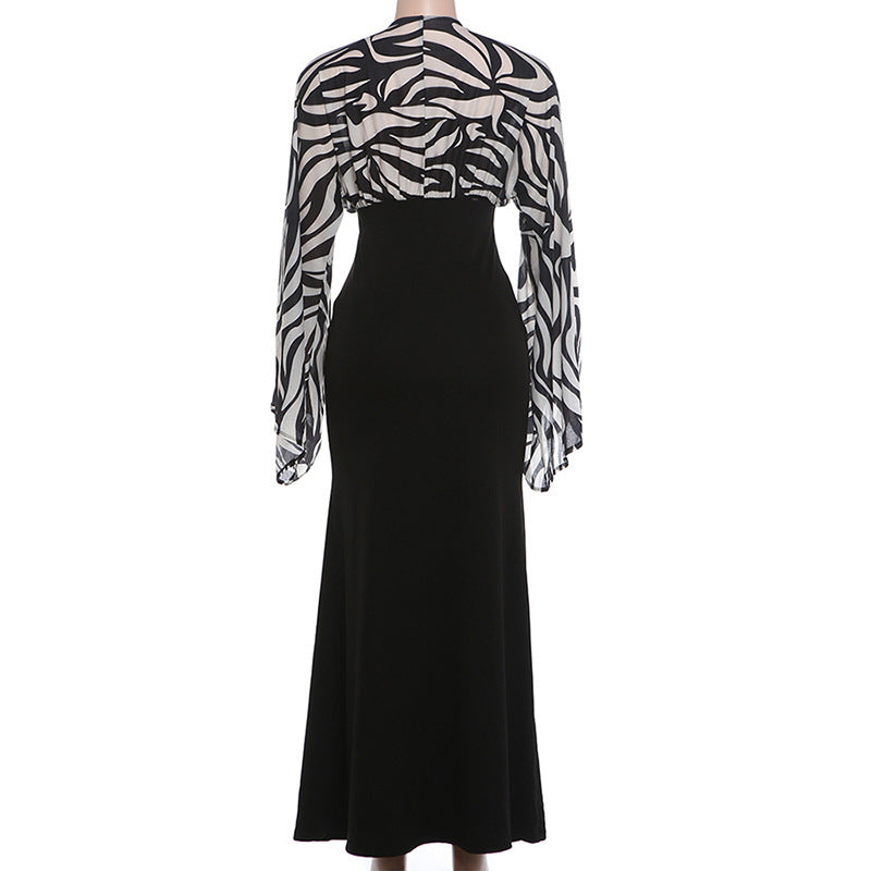 Women's Printed Long Sleeve Maxi Dress