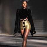 Women's Velvet Crop Top and Mini Skirt Set