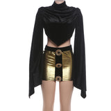 Women's Velvet Crop Top and Mini Skirt Set