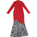 Women's High Neck Long Sleeve Mermaid Maxi Dress