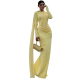 Women's Long Sleeve Ruched Maxi Dress