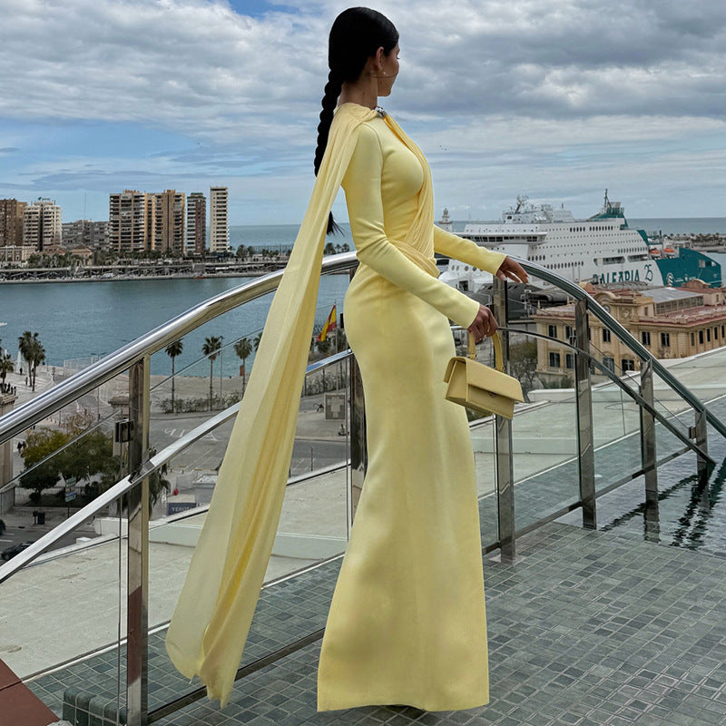 Women's Long Sleeve Ruched Maxi Dress