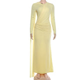 Women's Long Sleeve Ruched Maxi Dress