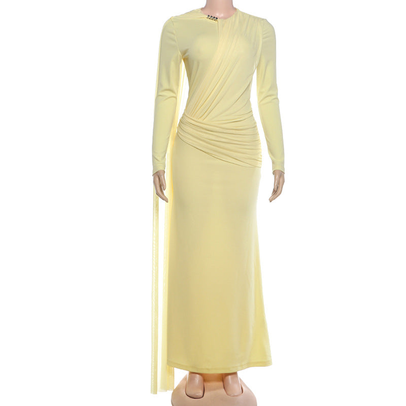 Women's Long Sleeve Ruched Maxi Dress