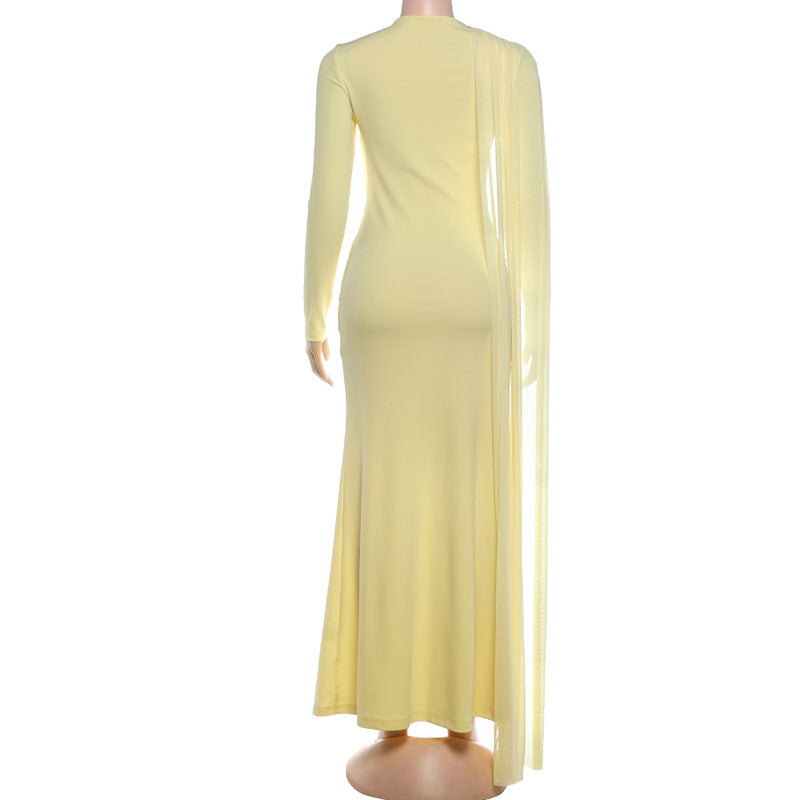 Women's Long Sleeve Ruched Maxi Dress