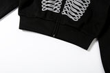 Women's Cropped Hooded Jacket with Decorative Braid Trim
