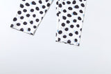 Polka Dot Two-Piece Set with Long Sleeve Crop Top and Capri Leggings