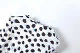 Polka Dot Two-Piece Set with Long Sleeve Crop Top and Capri Leggings