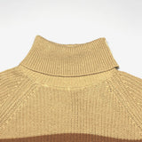 Women's Color Block Turtleneck Sweater with Long Sleeves