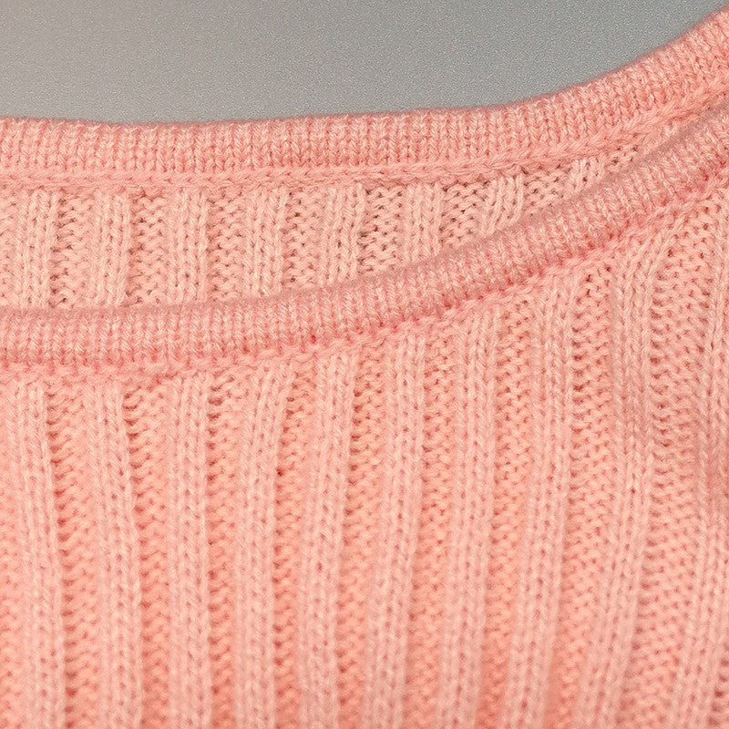 Women's Off-Shoulder Knit Sweater with Ruffle Sleeves